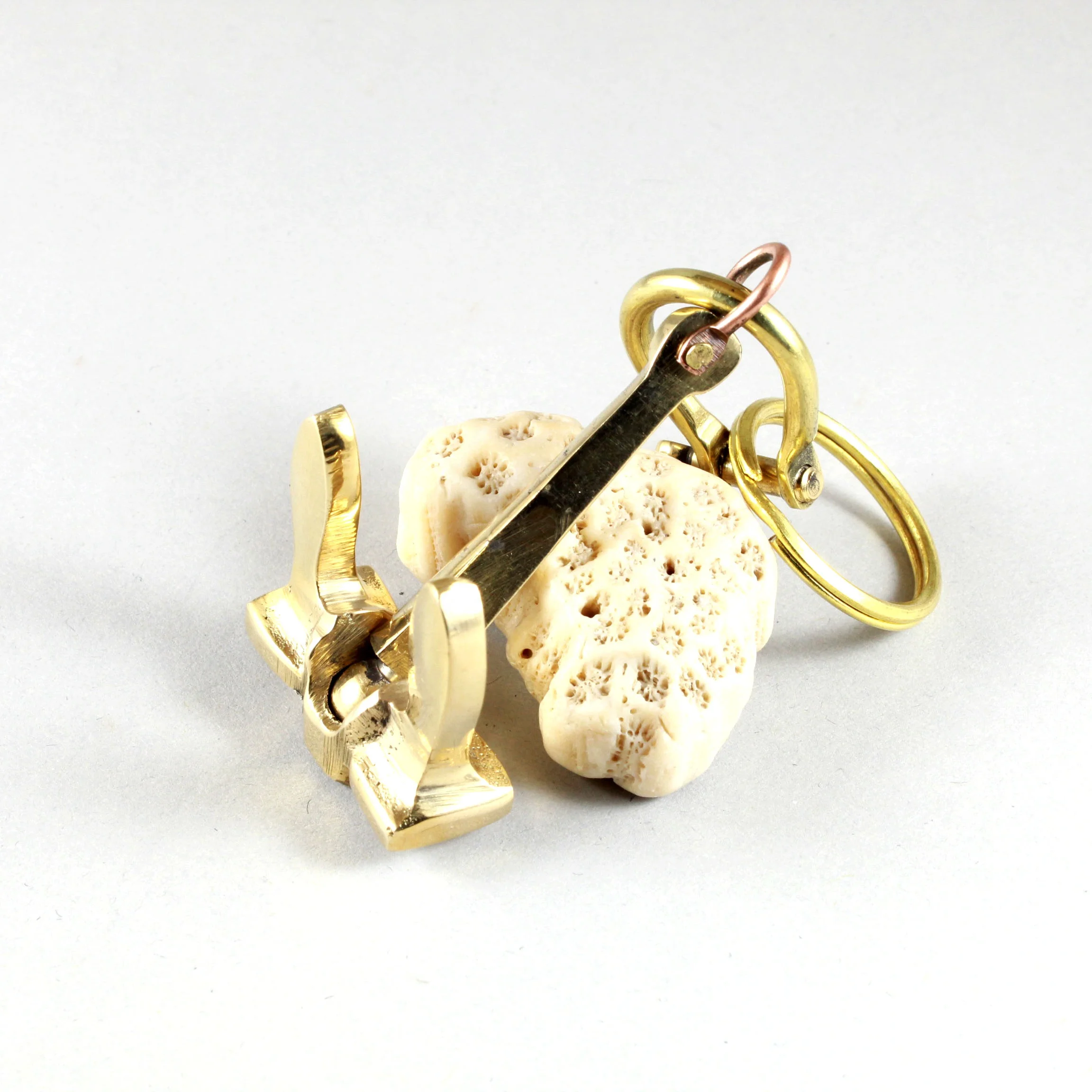 Brass Nautical Small Marine Ship Stockless Shackle Anchor Chain Key ring Holder Loop Corporate souvenir