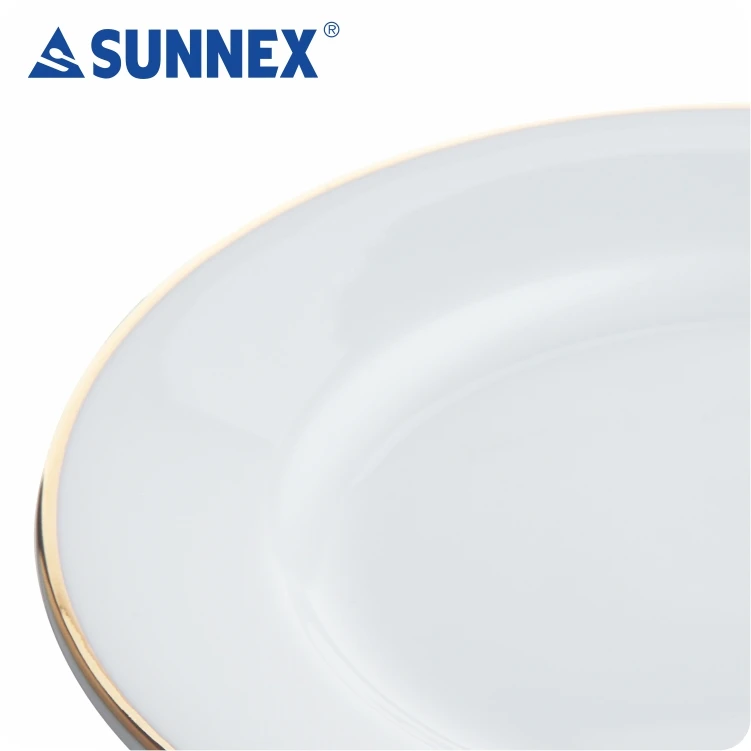 SUNNEX 2022 горячая Распродажа экономичная белая фарфоровая чашка 10 дюймов тарелка с золотой окантовкой ручной росписи