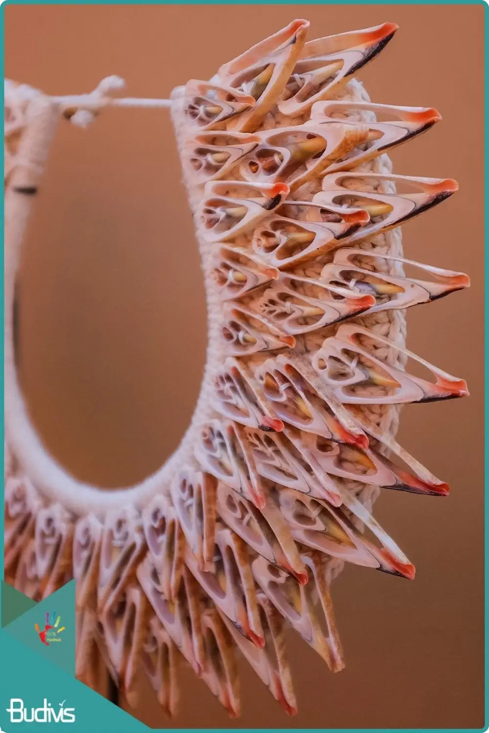 Tribal Papua New Guinea Shell Necklace On Stand Home Decor Interior Design Art Jewelry