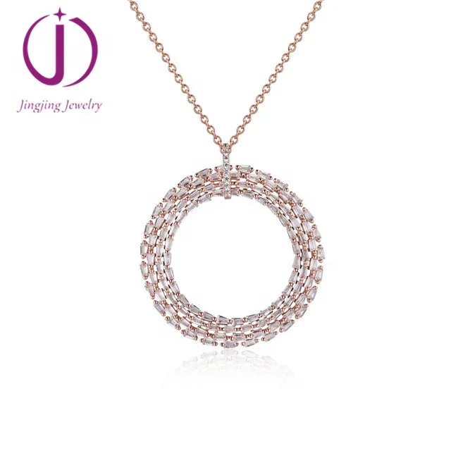 Wholesale custom high quality Ladies jewelry S925 Sterling Silver White moissanite 0.5ct D VVS diamond Circle Pendant Necklace