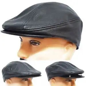Black leather cap/ Ivy Black leather Cap