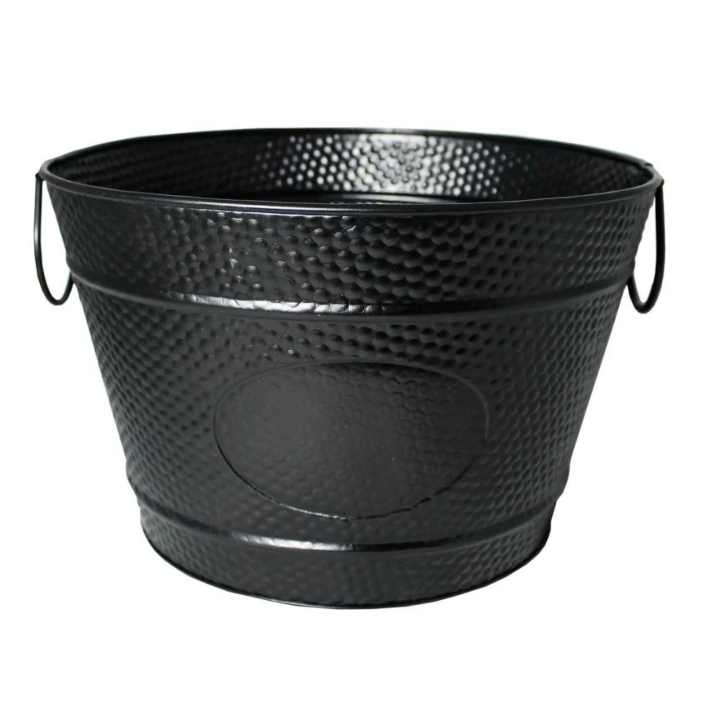 Galvanized Steel Round Black Powder Coat  Beer Wine Cooler Bucket Beverage Party Tub