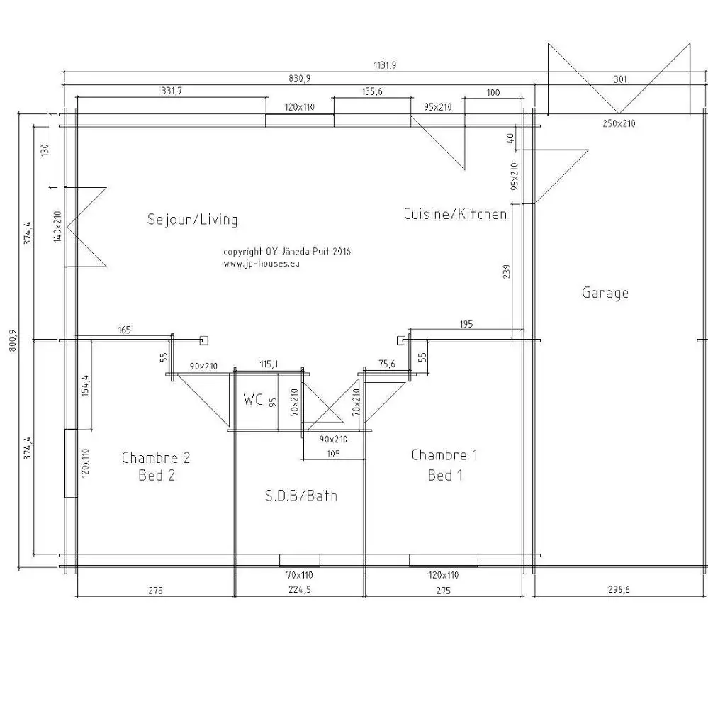  Сборная деревянная кабина плоская в упаковке «Бретань» стандарт ЕС Энергоэффективная EC5 C24