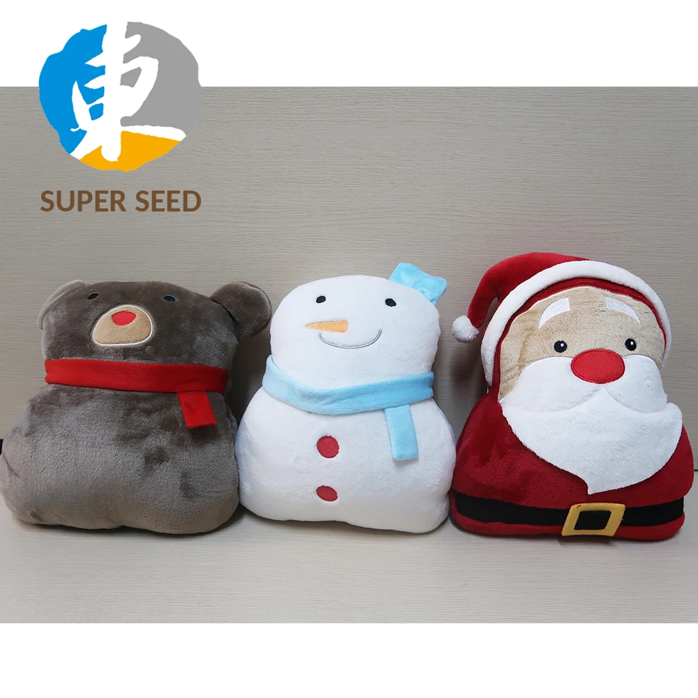 2019 Cute 2 n 1 blanket with Christmas Santa Claus blanket with pillow