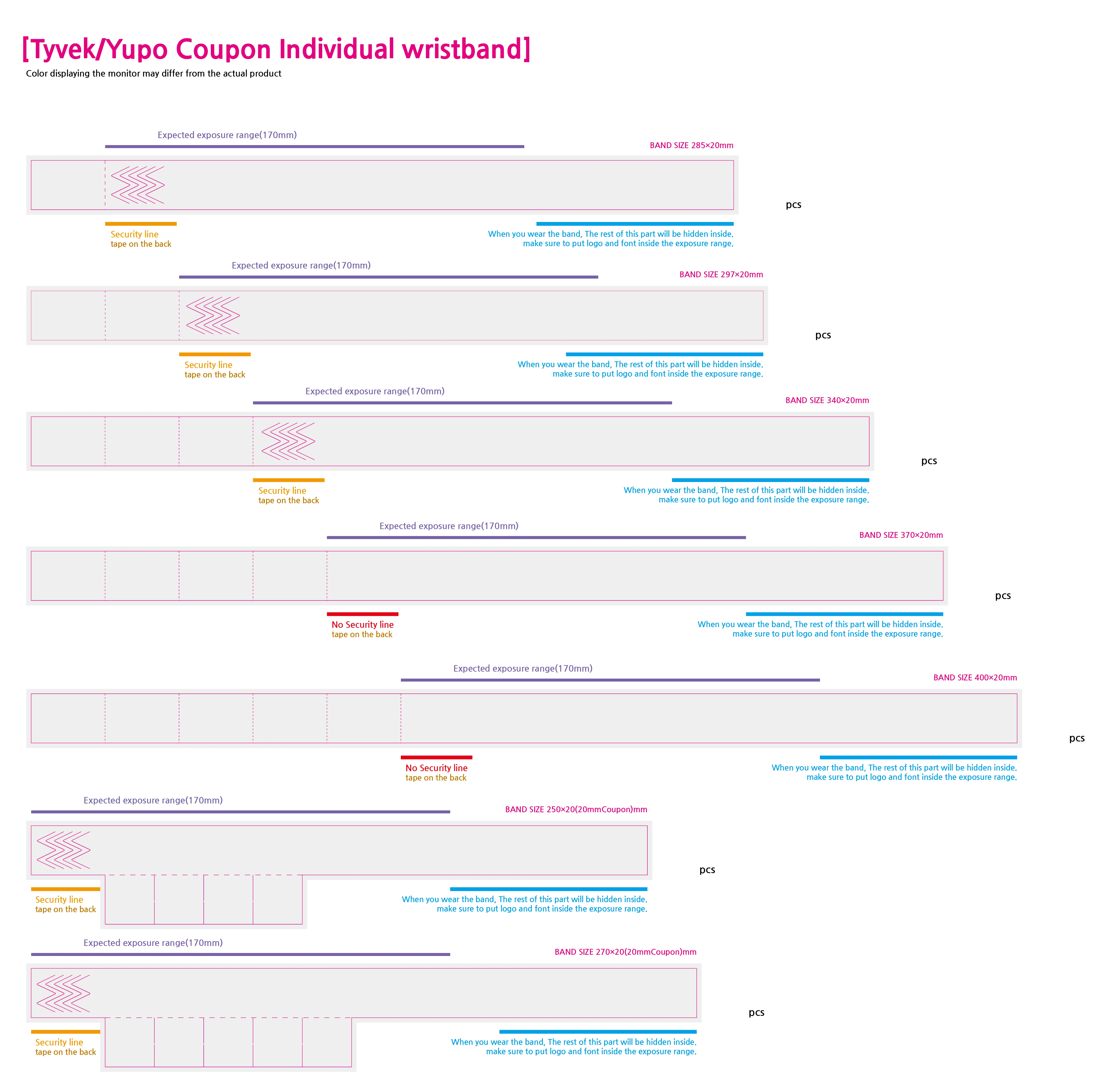 
(Coupon type) CMYK Printing TYVEK / YUPO wristbands 