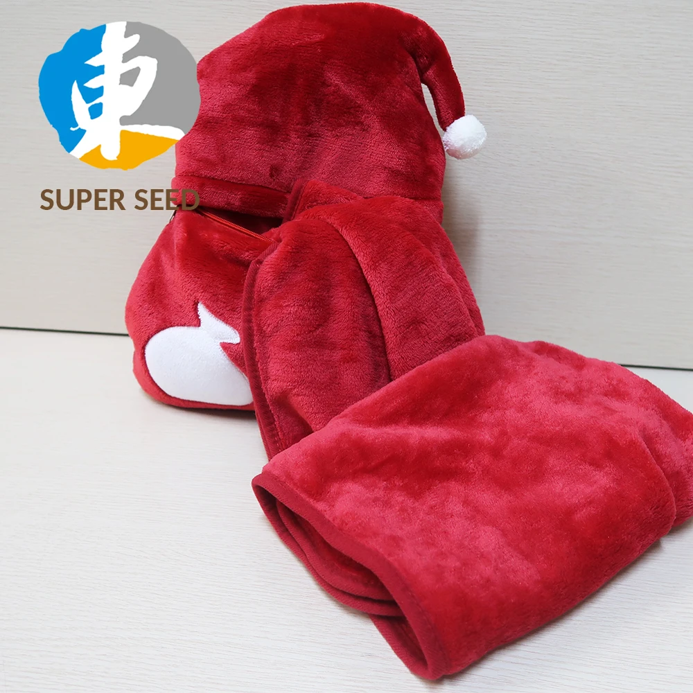 2019 Cute 2 n 1 blanket with Christmas Santa Claus blanket with pillow