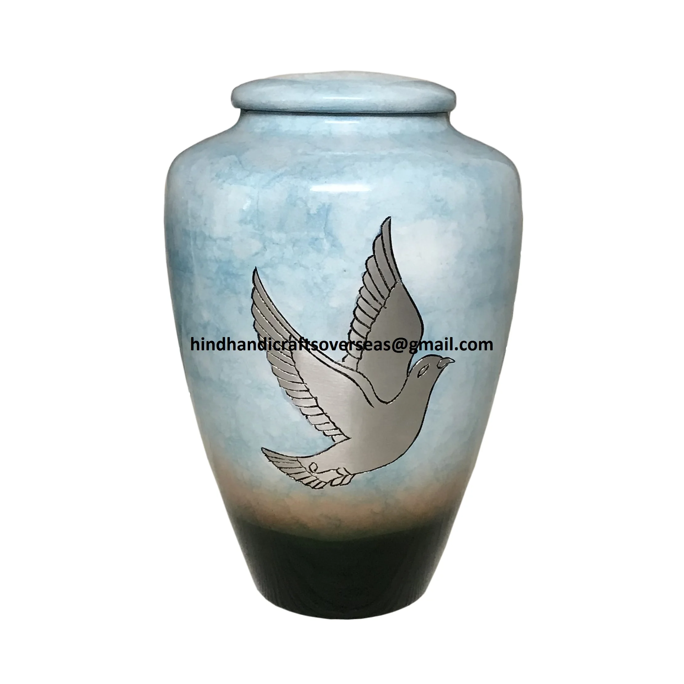 Aluminum Cremation Funeral Urns with Navy Blue Cloud Shades and many others | Memorial Ash Containers for Human Burial Remains