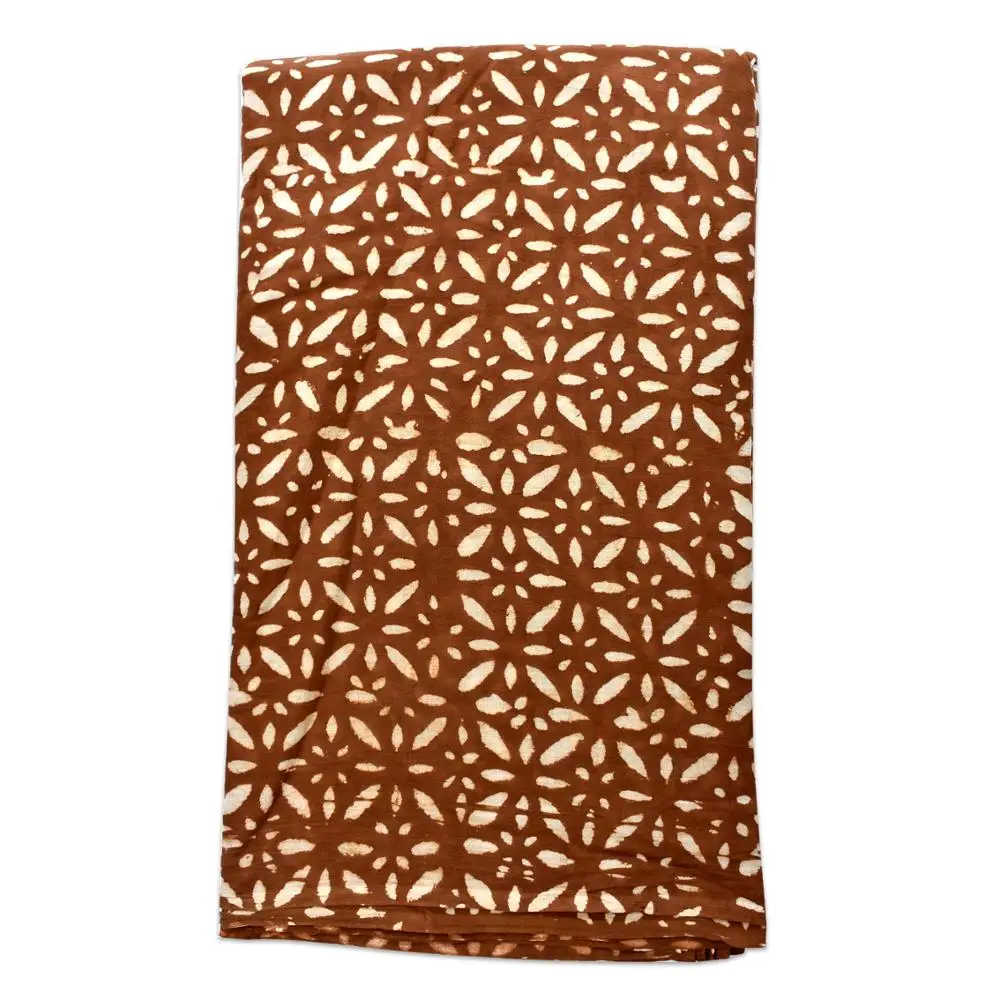Luxury Brand Craft Making Material Sanganeri Hand Block Printed Cotton Fabric Sustainable Brown Voile Clothing Wholesale