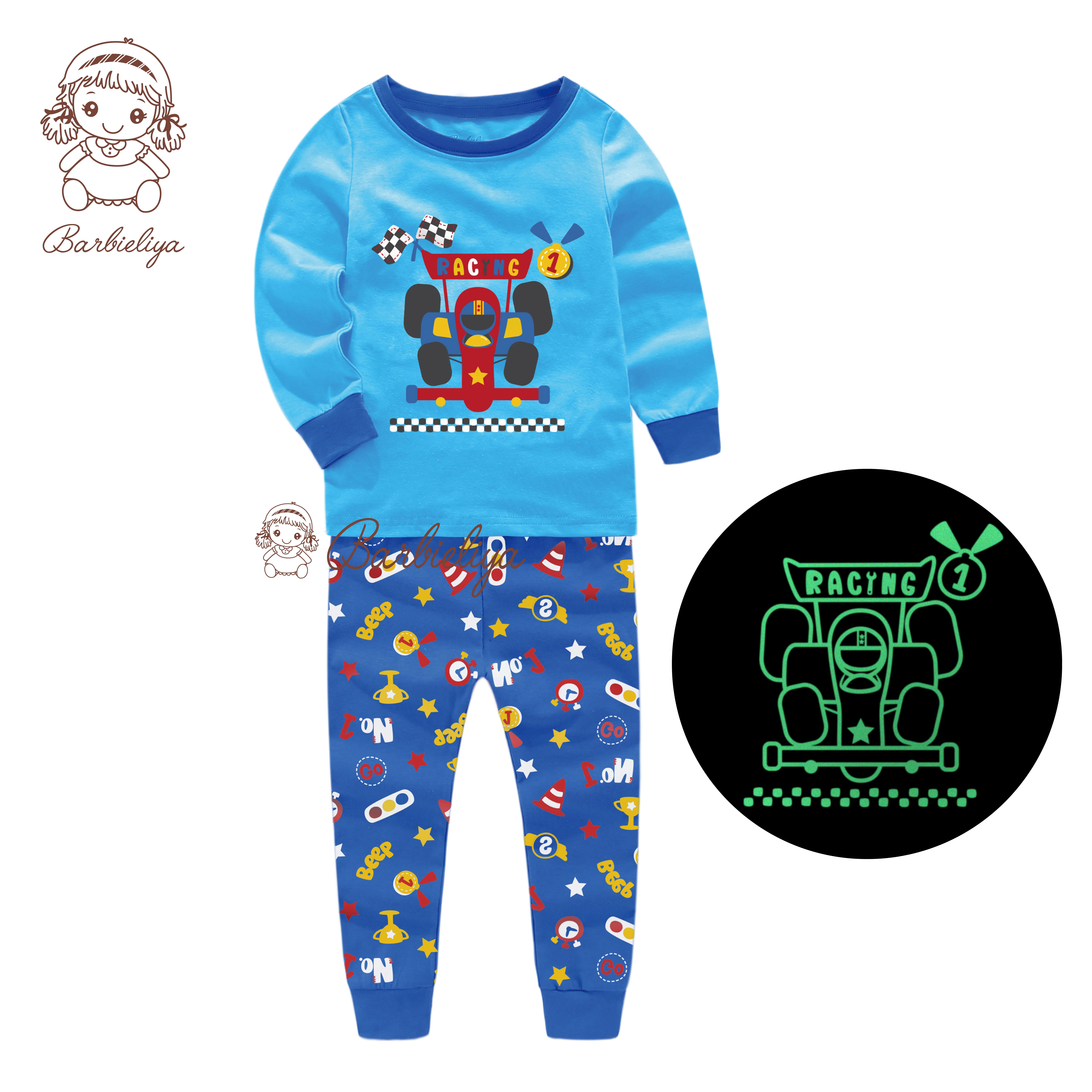 
boy girl pure cotton unicorn nightwear glow in the dark baby sleep suit china children sleepwear wholesale pyjamas kids pajamas 