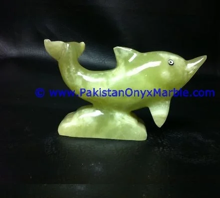 Onyx Green Marble Dolphin Figurine Carved Stone Sculpture of Animals for Home Decoration and Souvenir Use