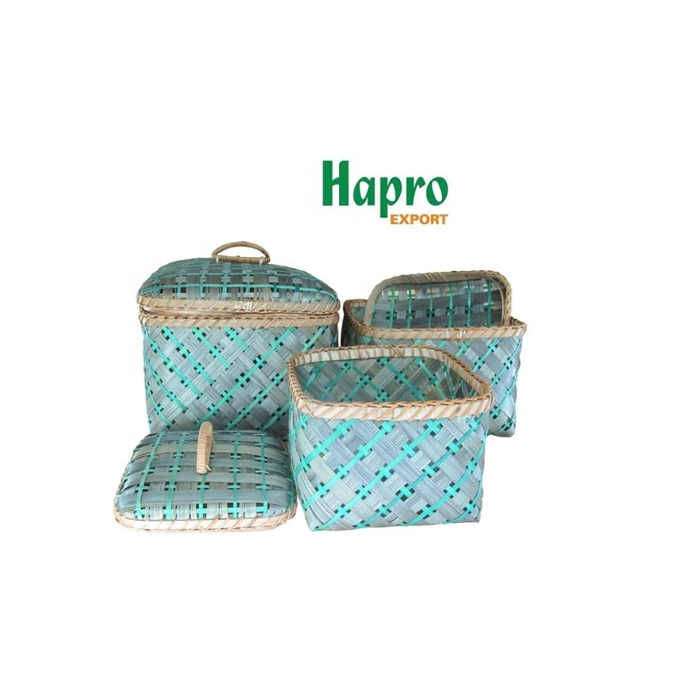 Single piece natural color folding luxury special bamboo basket weaving laundry product bamboo basket bamboo storages baskets