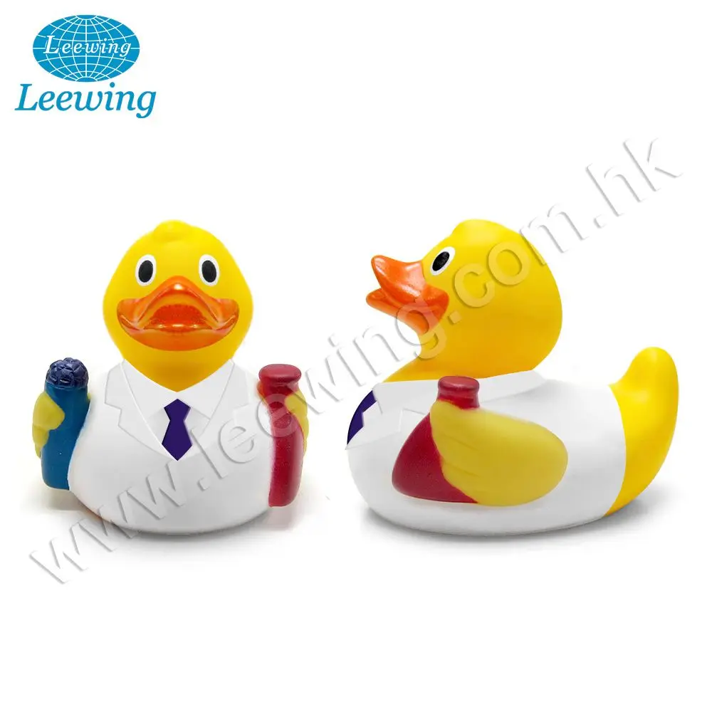High Quality Plastic PVC Professor Scientist Professional Yellow Rubber Duck Bath Toy