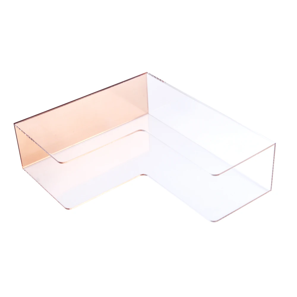 Custom Golden Base Office Acrylic Plexiglass Deskrop Magazine Holder Brochure File Organizer Holder