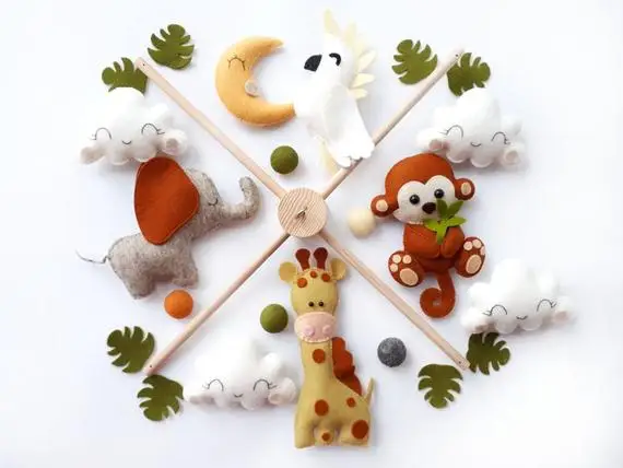 Детский мобильный телефон, мобиль для детской комнаты в джунглях, войлочный джунгли, подарок для будущей мамы