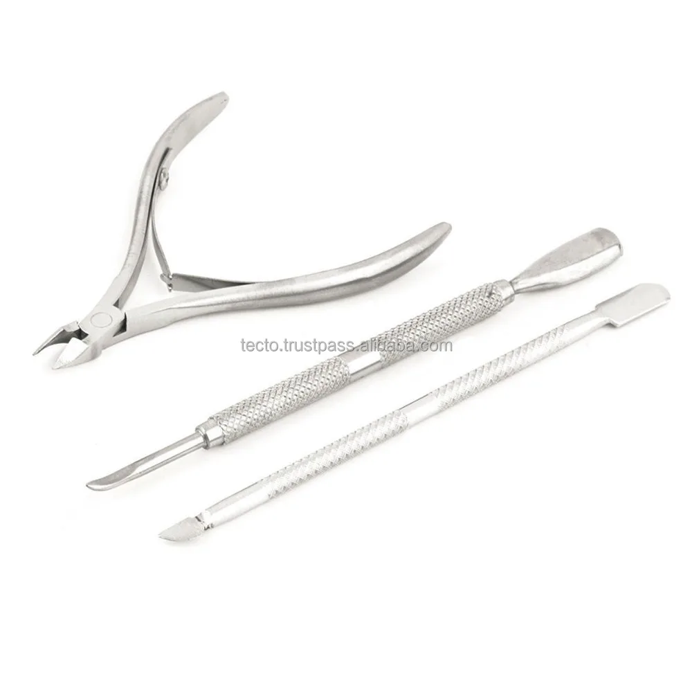Nail Tools 3  PCs Set Stainless Steel Nail Nippers Cuticle Pushers Personal and Beauty Care Instruments