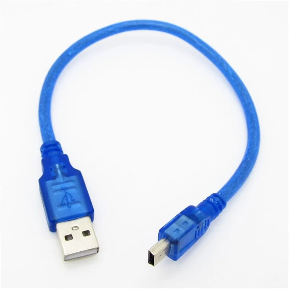 
1 Piece High Quality High Speed 30cm Blue Short USB 2.0 A Male to Mini 5 Pin B Data Charging Cable Cord Adapter 