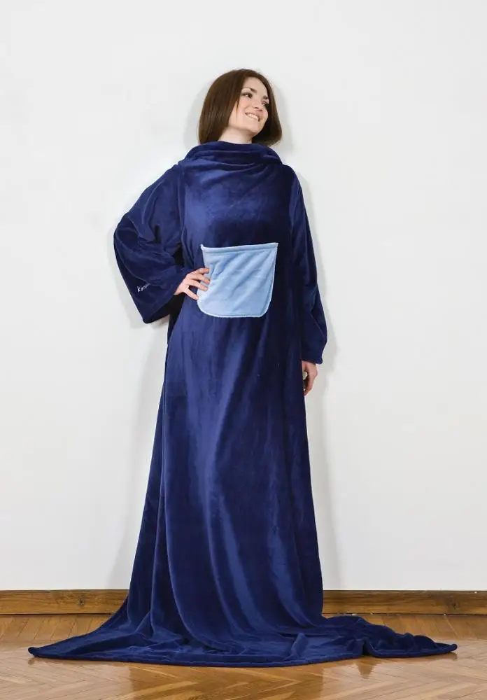 KANGURU DELUXE MIDNIGHT FLEECE BLANKET WITH SLEEVES WITH POCKET