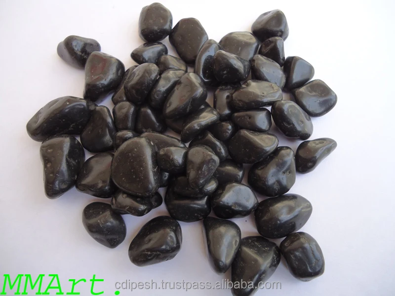 Small Black Polished Pebble & Gravel Bulk Supply for Landscaping and Garden Development Standard Packing by Special Exporter