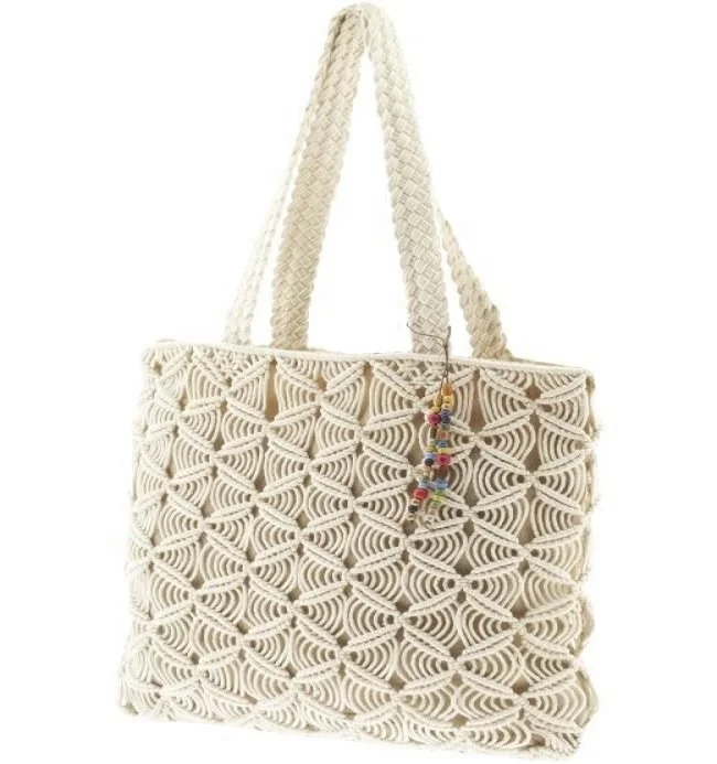 Handmade Macrame Pattern Tote Slouch Shoulder Beach Bags