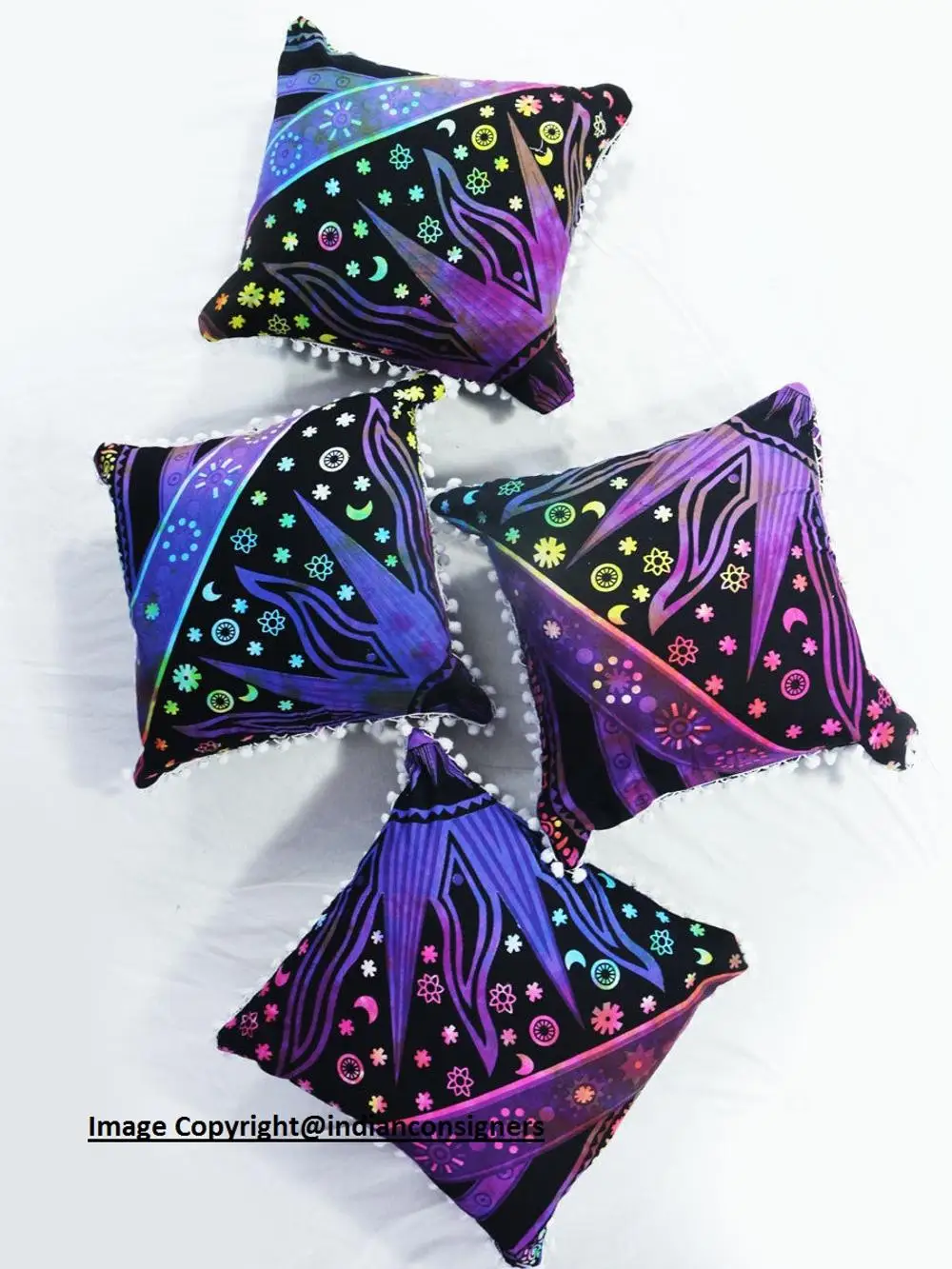 Cushion Cover Cotton Peacock Mandala Multiple Color Sofa Set Cushion Cover Beautiful Multiple Color