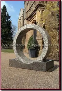 rotating Granite Ring Fountain Floating Natural Black Granite Rolling Sphere Garden Water Fountain