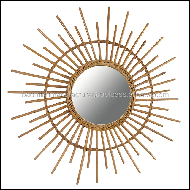 Vintage rattan mirrors for wall decor