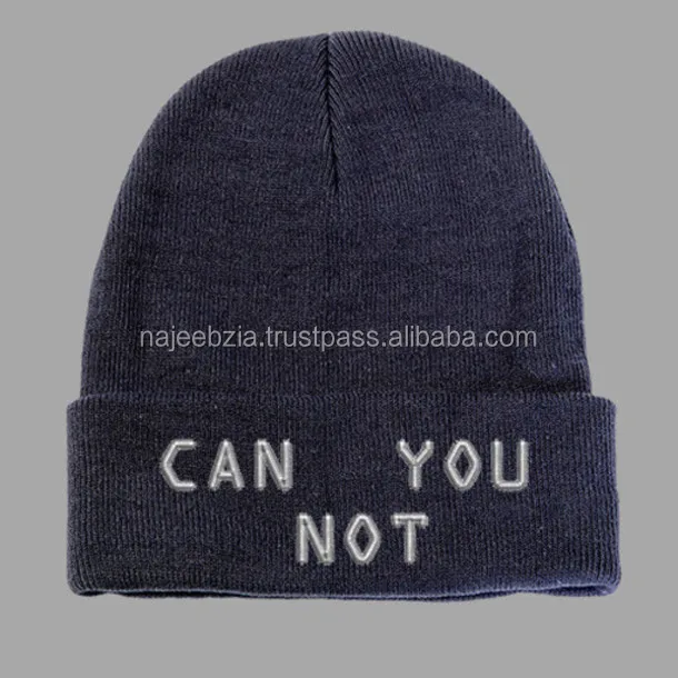 Acrylic Blend Slouchy Cuff Woven Label Ski Cap Skull Knit Winter Hat Custom Beanie hats men women kids sizes  available