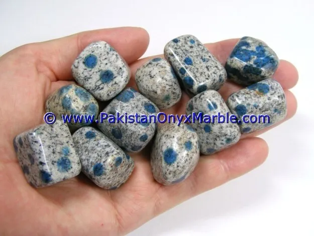 K2 Jasper Blue Azurite Granite Tumbled Stones Polished Mineral Gemstones in Grey CZ Rough Treatment