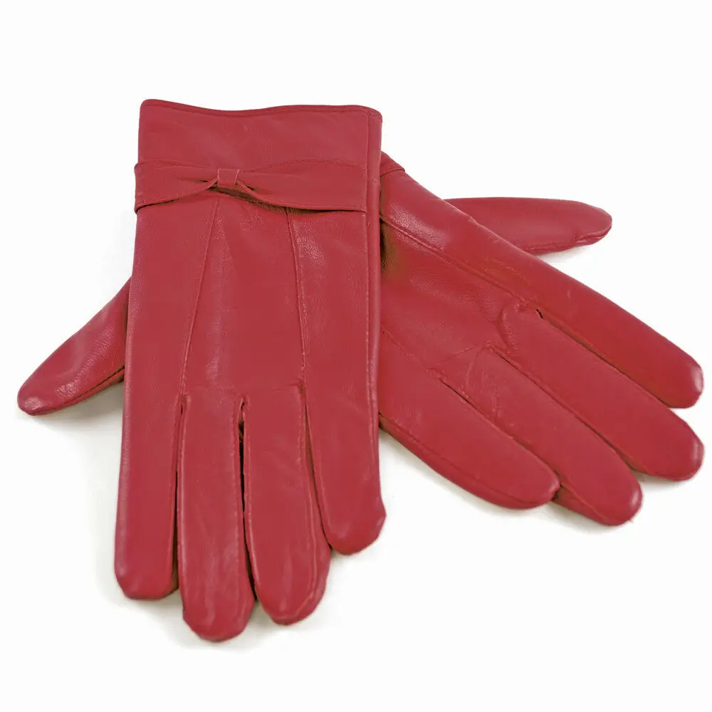Women Ladies Soft sheepskin 100% Leather car driving work Gloves with lining Driving Winter Glove