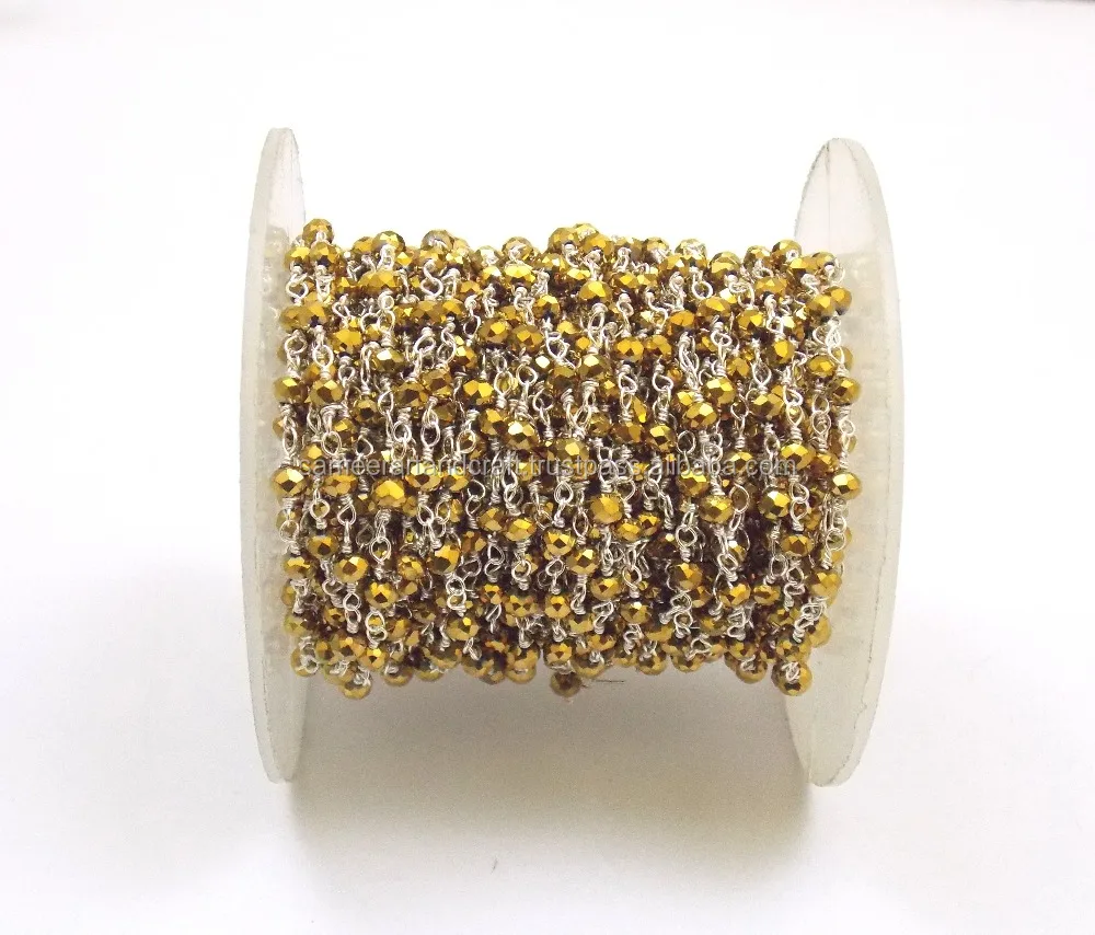 Wire Wrapped Rondelle Layered Waist Faceted Golden Natural Multi Gemstone  Pyrite Rosary  Coin Charm Chain