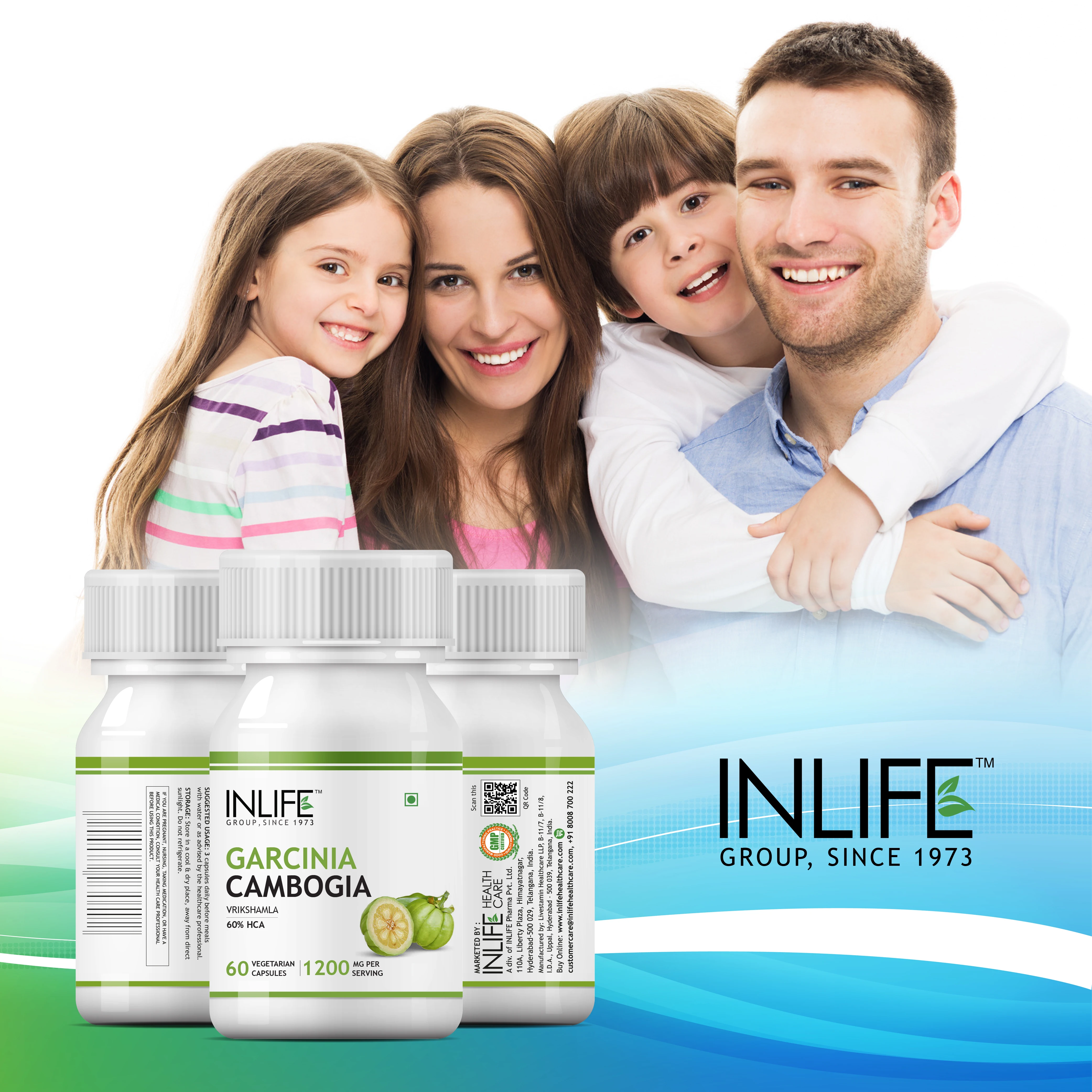 Экстракт гарцинии камбоджийской от INLIFE Капсульная добавка (60% HCA) натуральная 400 мг-60 вегетарианских капсул