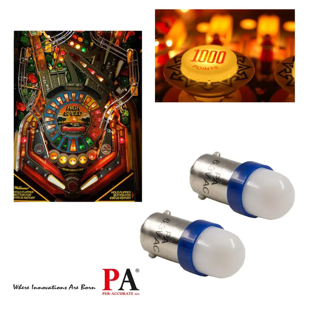 PA 2 SMD 2835 Ba9s #44 T4W 1445 wedge LED 6.3v for Pinball Machine(Blue)