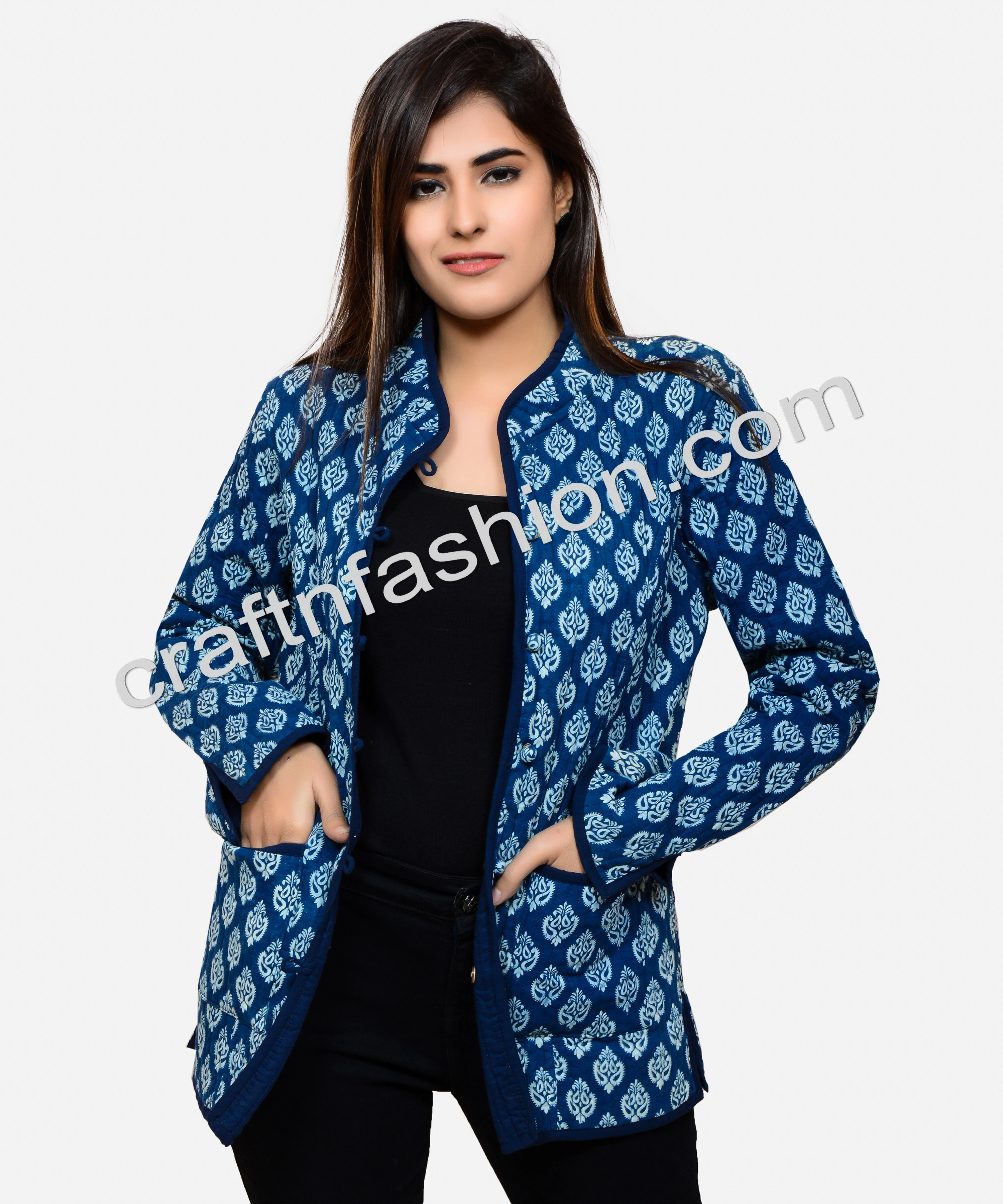 Winter Special Reversible Quilted Coat - Indigo Paisley Print Quilted Jacket-Boho Gypsy Winter Fashion Jacket-Bohemian Jackets
