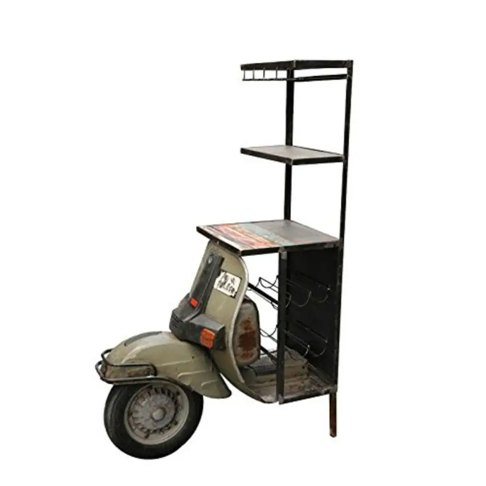 Industrial Furniture Vintage Antique Scooter wine rack Scooter Book Shelve Bookcase Vehicle furniture automobile furniture