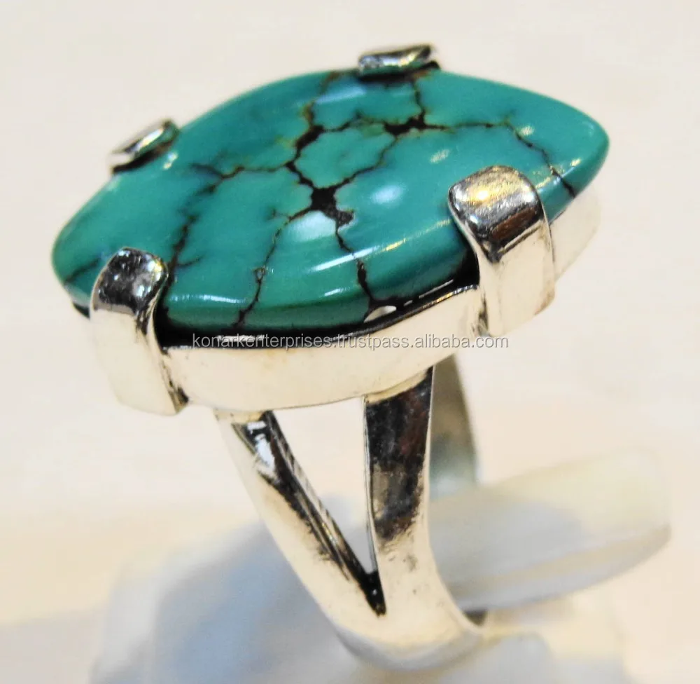 Modern Design Turquoise Gemstone Handmade Ring 925 Sterling Silver Jewelry Wholesale Factory Price