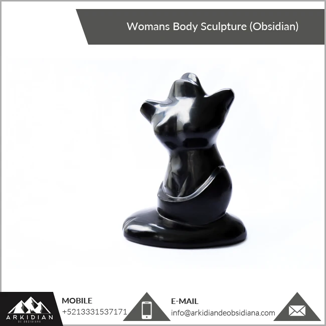 Natural Standard Glossy Obsidian Woman Body Sculpture Art for Home Decoration
