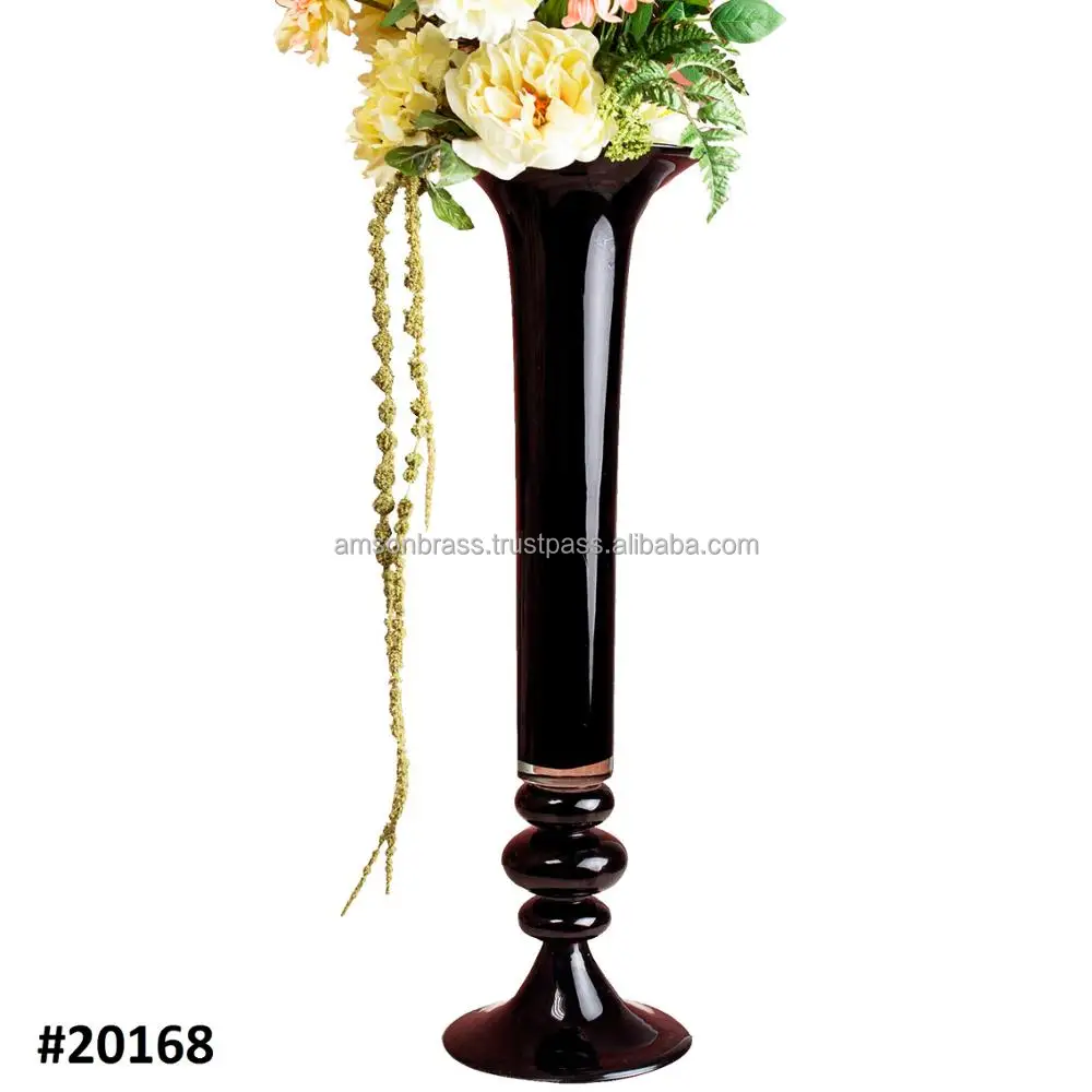 
Table Wedding Decor Black Shiny Finishes Trumpet Flower Vase  (50042204019)