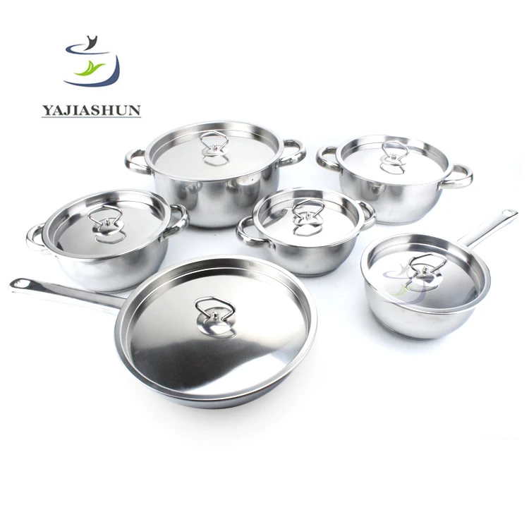 New Arrival Cook Wares Pot Cooking Pot 12 pcs Stainless Steel Cookware Set With Capsulated Induction Bottom