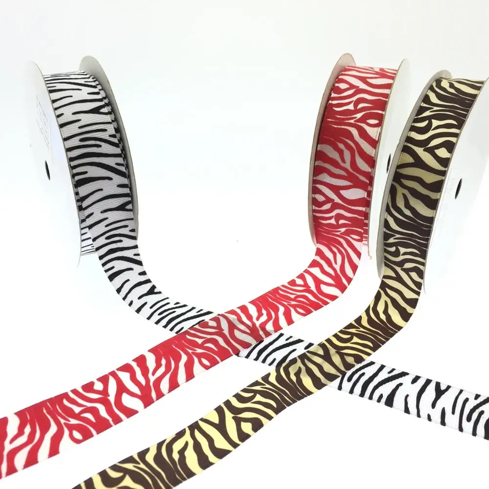 Cute animal printing grosgrain ribbon leopard printed ribbon animal footprint ribbon for everyday