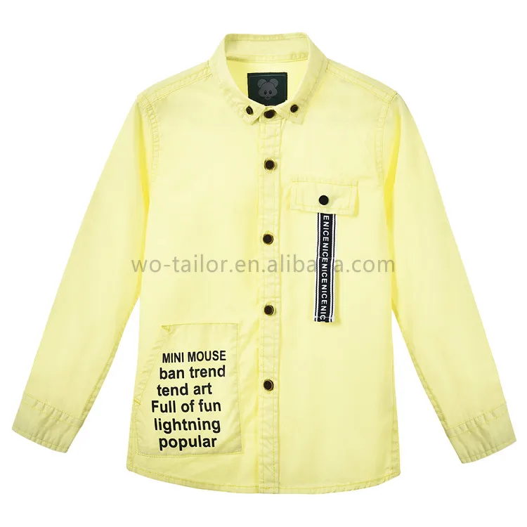 Лидер продаж одежда для мальчиков Дети желтые рубашки с длинным рукавом