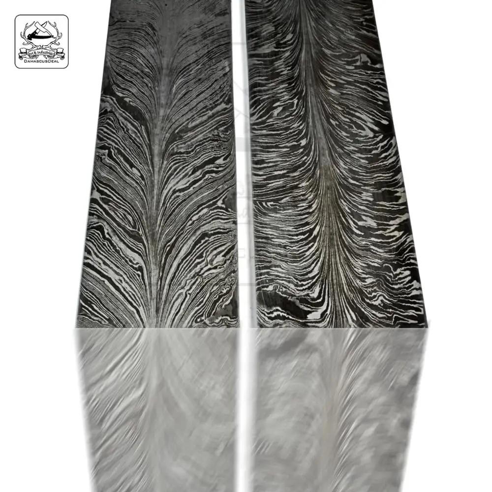 
Заготовки с узором из перьев из дамасской стали 