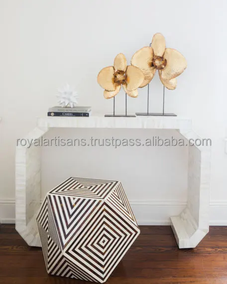 Best Quality Black Bone Inlay Side Table Cabinet Striped Design Bed Side Stool for Living Room