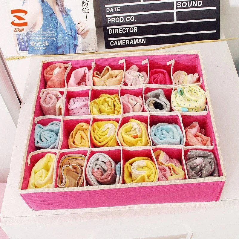 4 PCS Home Containers non-woven fabrics Underwear Organizer Storage Boxes Ties Bra Socks Closet Divider
