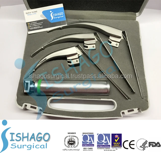Flexible/Mccoy Fiber Optic Laryngoscope set, Stainless Steel Autoclavable