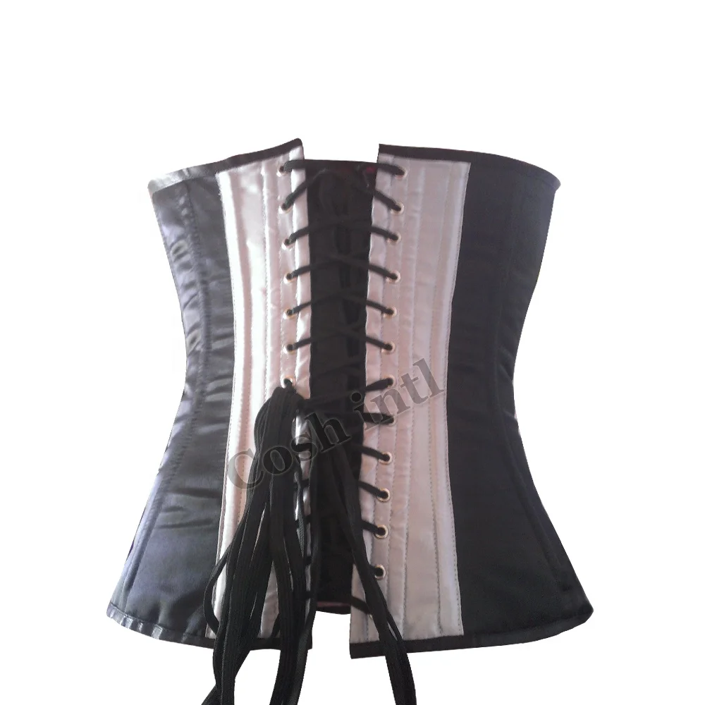 Overbust Steelboned Two Tone Satin Corset Fashion And Fitness Wear Corset Vendors And Exporter