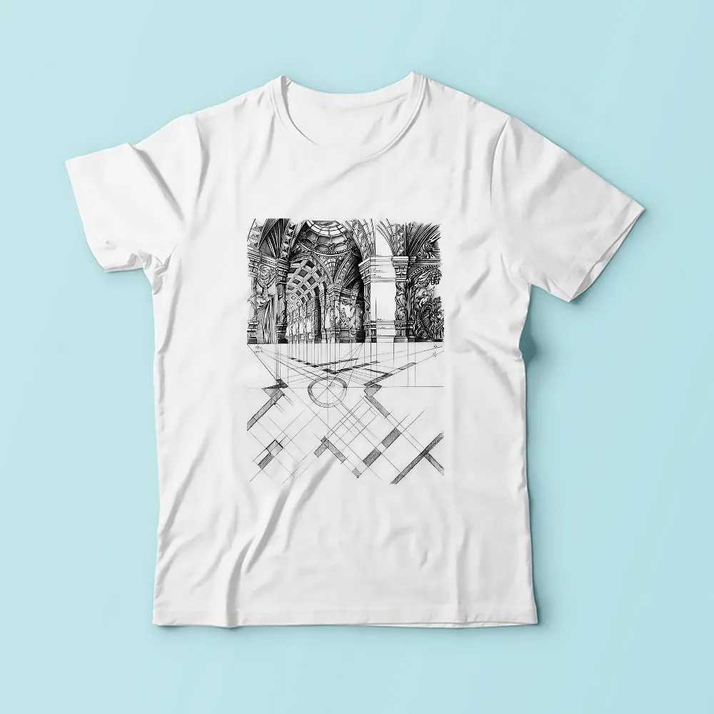 Custom Sublimation Eiffel Tower Technical drawings t-shirt