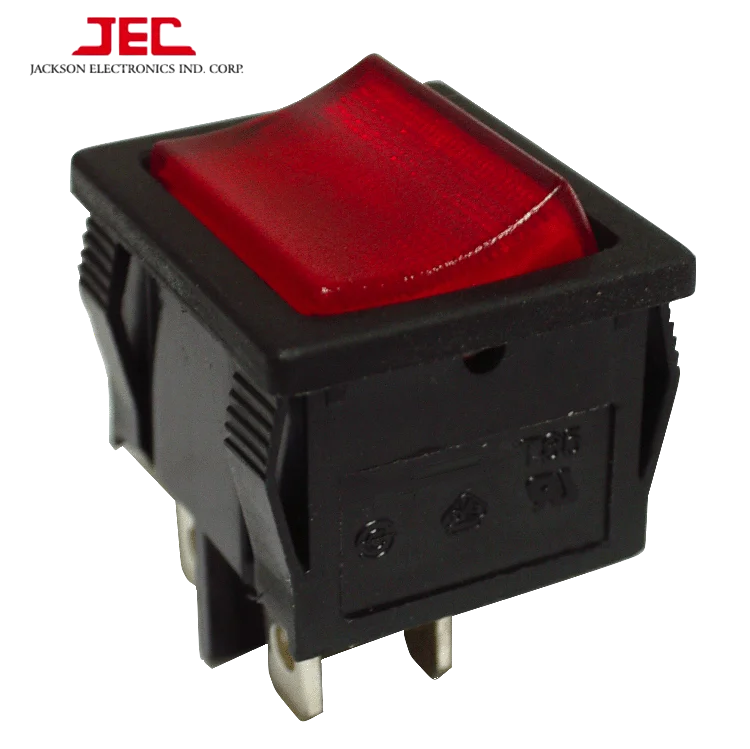 Большой красный светильник JEC RLEIL ROCKER SWITH 606 Series ON-OFF DPST DPDT, двухполюсный 4-контактный цветной переключатель