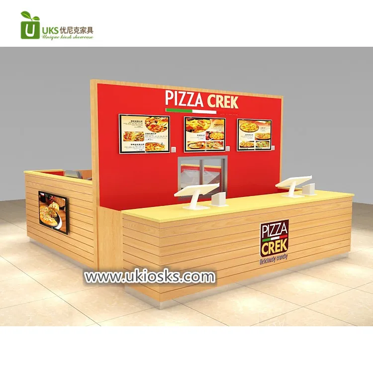 12X14ft Commercial Fast Food Pizza Kiosk & Shop Counter Design for Shopping Mall