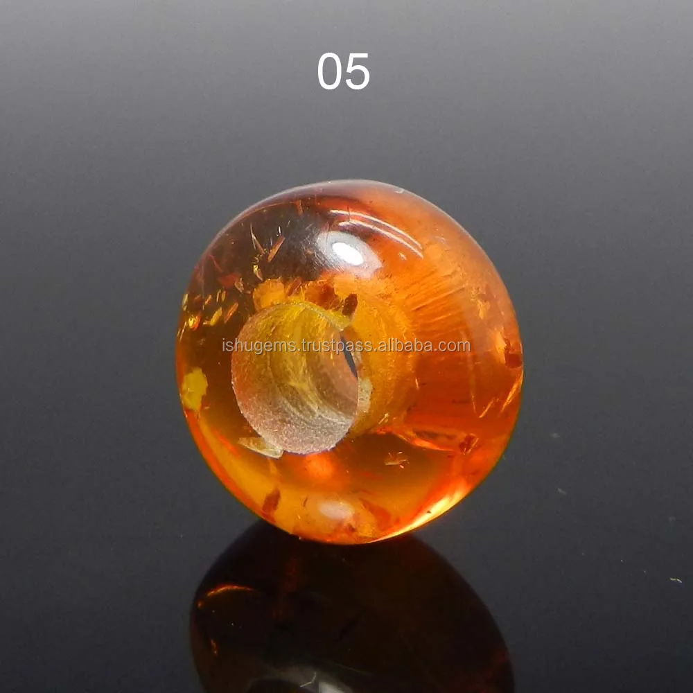 Indian silver jewelry Synthetic amber 14x8x5mm roundel smooth big hole gemstone beads IG5360