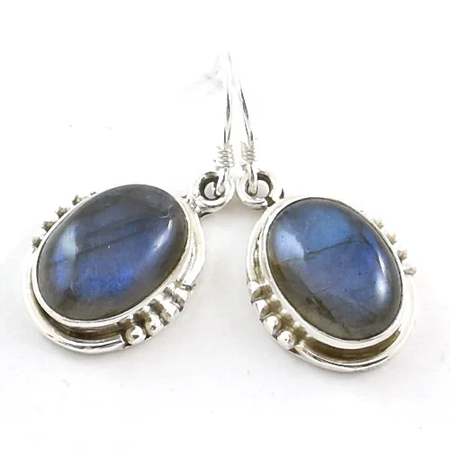 925 sterling silver blue fire labradorite drop earrings for girls handmade Indian wholesale jewellery
